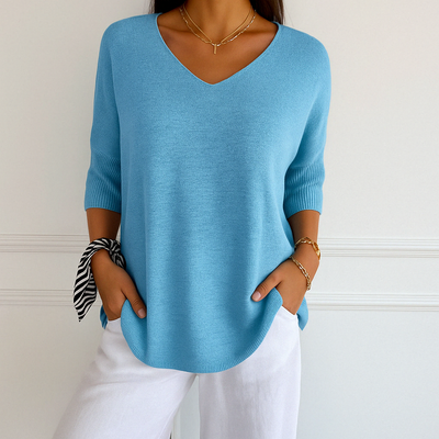 Lightweight Knit V Neck Sweater