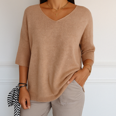 Lightweight Knit V Neck Sweater
