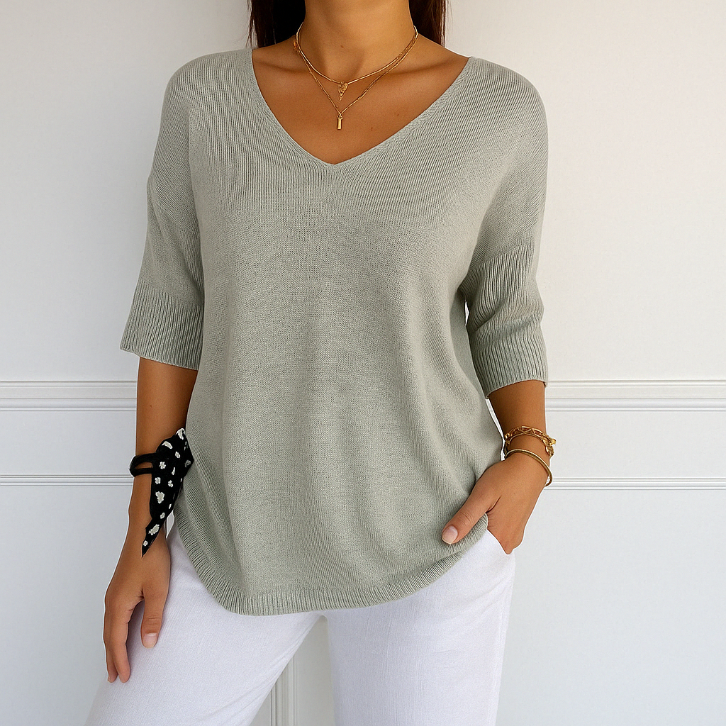 Lightweight Knit V Neck Sweater