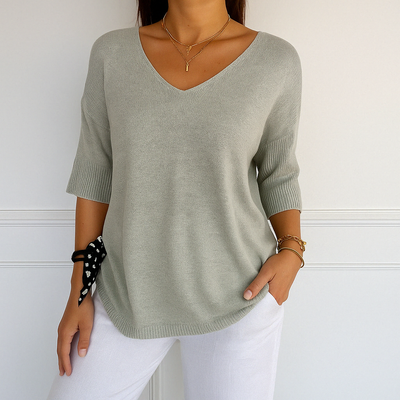 Lightweight Knit V Neck Sweater