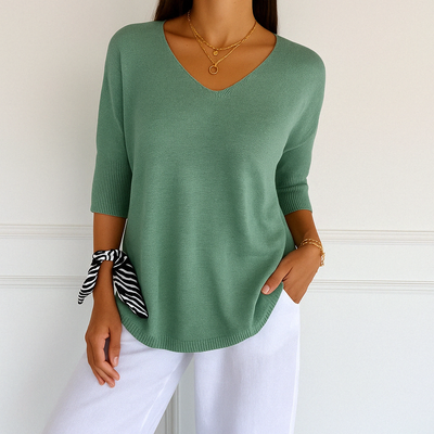 Lightweight Knit V Neck Sweater