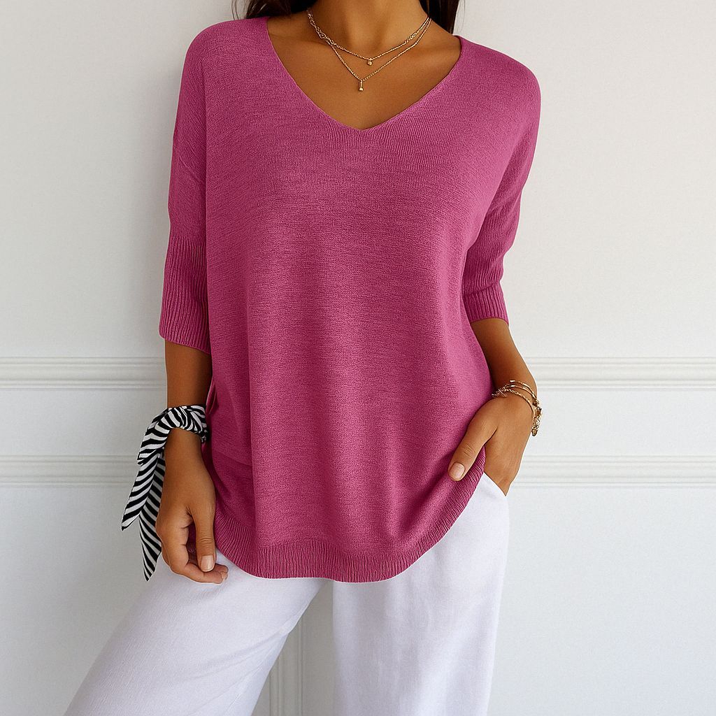 Lightweight Knit V Neck Sweater