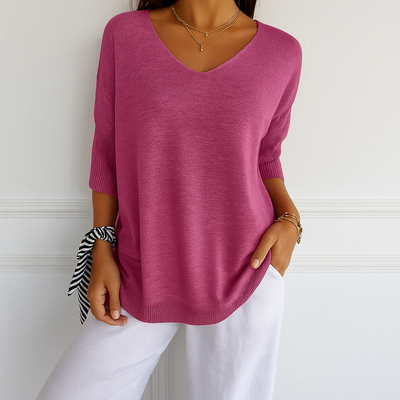 Lightweight Knit V Neck Sweater