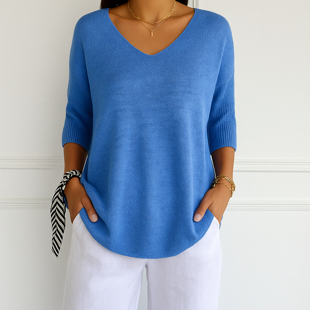 Lightweight Knit V Neck Sweater