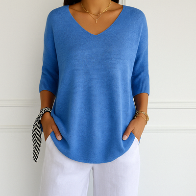 Lightweight Knit V Neck Sweater