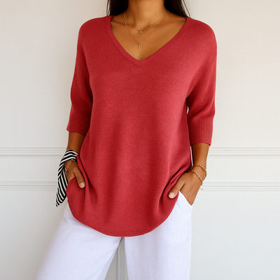 Lightweight Knit V Neck Sweater