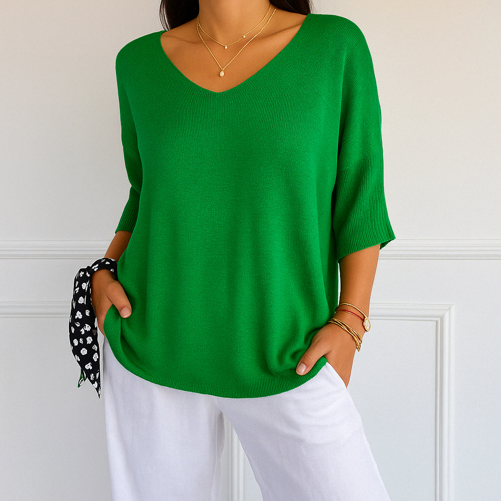 Lightweight Knit V Neck Sweater