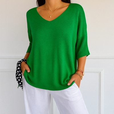 Lightweight Knit V Neck Sweater