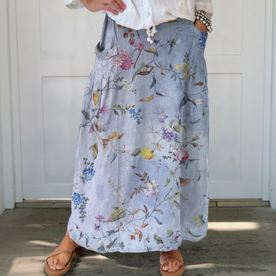 Vintage Print A-Line Skirt