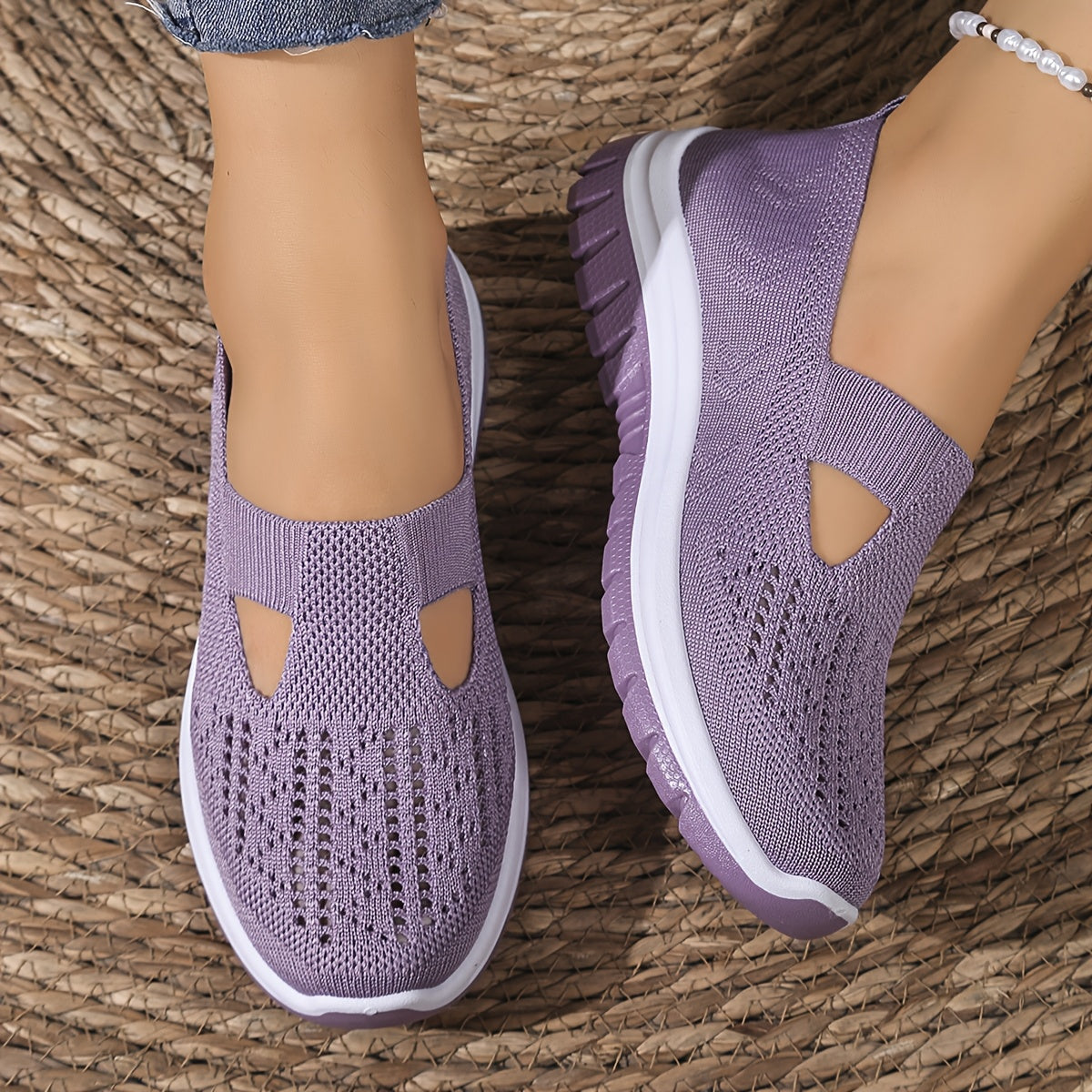 Breathable Knit Slip On Sneakers