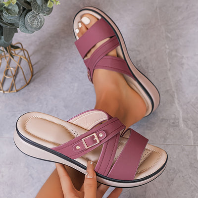 Cross Strap Comfort Slide Sandals