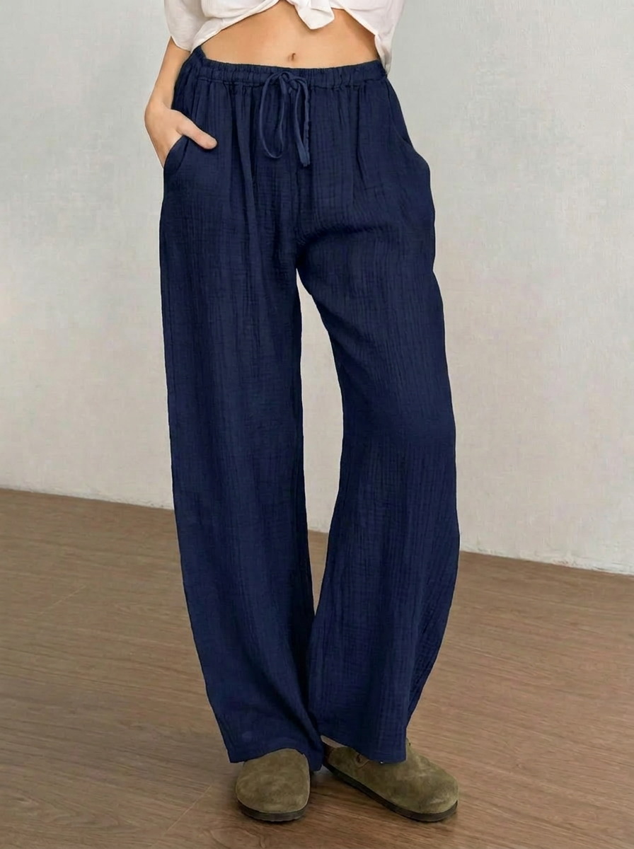 Women's Linen Wide-Leg Palazzo Pants