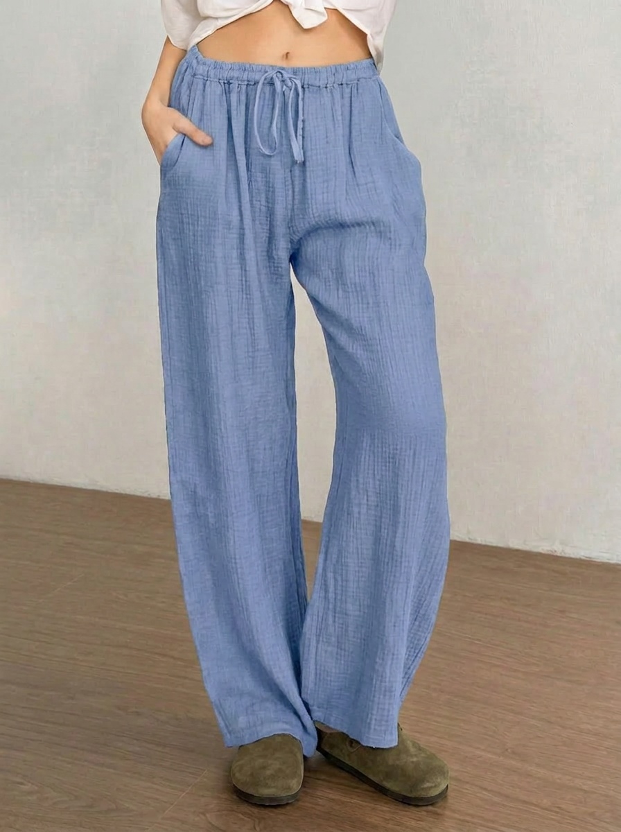Women's Linen Wide-Leg Palazzo Pants
