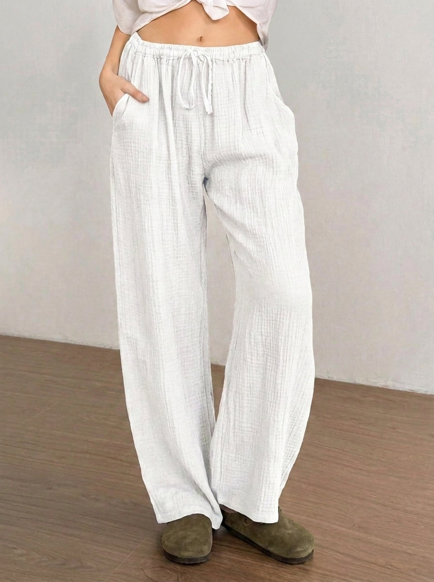Women's Linen Wide-Leg Palazzo Pants
