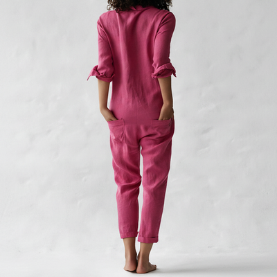 Button Front Casual Jumpsuit