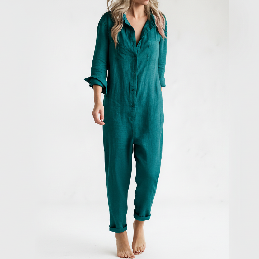 Button Front Casual Jumpsuit