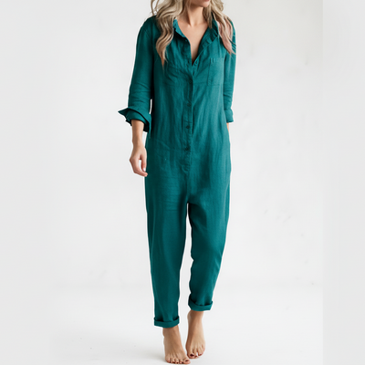 Button Front Casual Jumpsuit