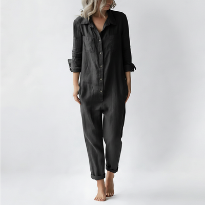 Button Front Casual Jumpsuit