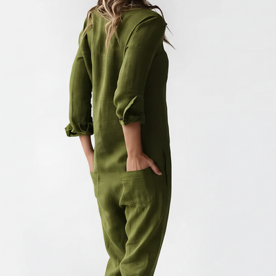 Button Front Casual Jumpsuit