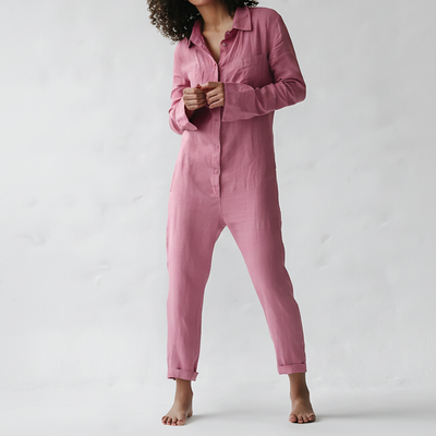 Button Front Casual Jumpsuit