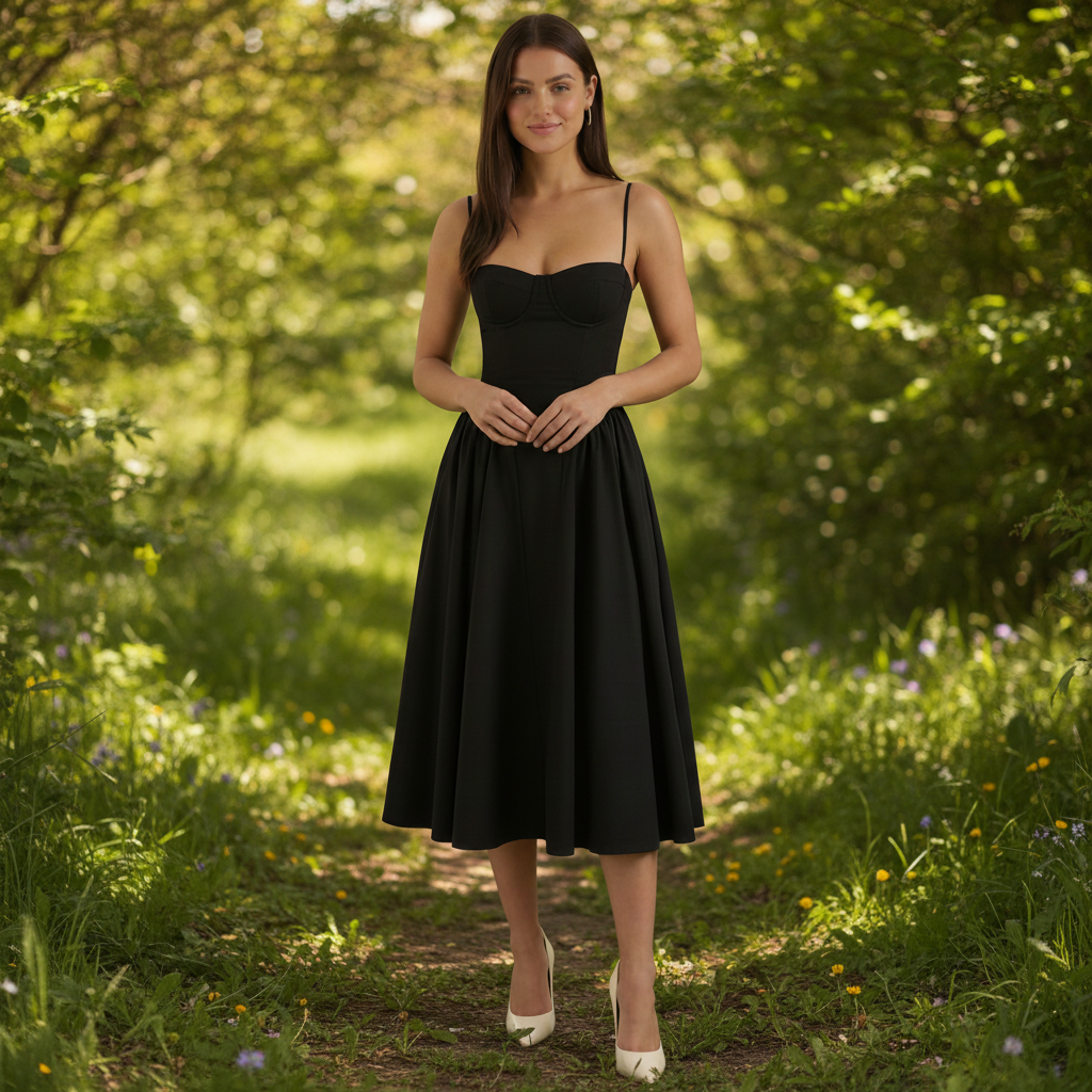 Romantic Dress with Sweetheart Neckline Detail