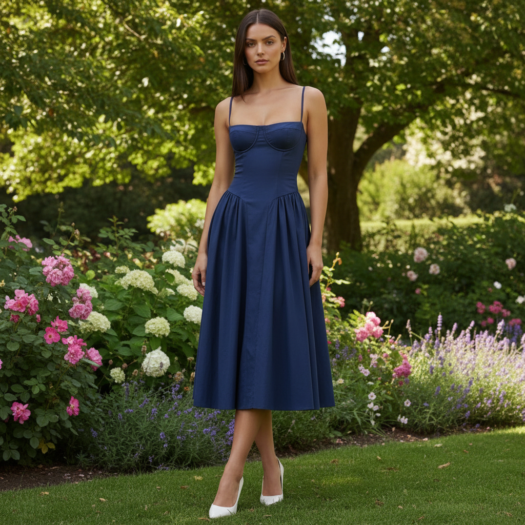 Romantic Dress with Sweetheart Neckline Detail