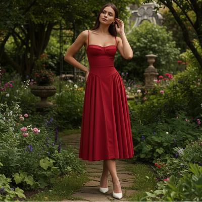 Romantic Dress with Sweetheart Neckline Detail